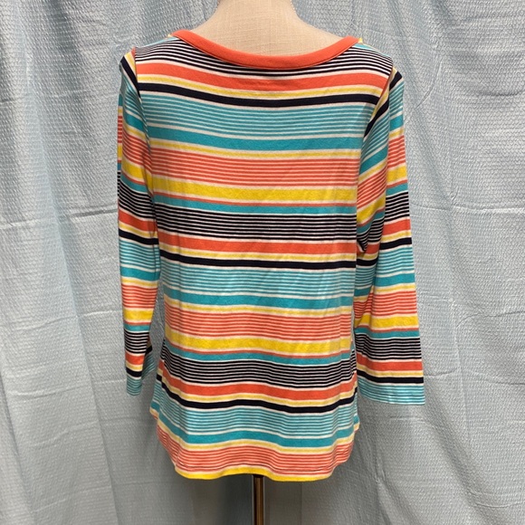 Westbound size 1X Colorful Striped Blouse 3/4 sleeves stretch comfy casual comfy - Picture 3 of 5